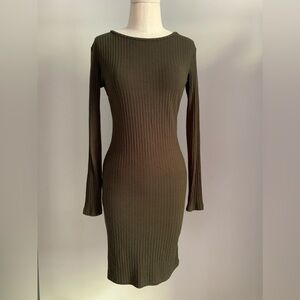 Green ribbed body con dress